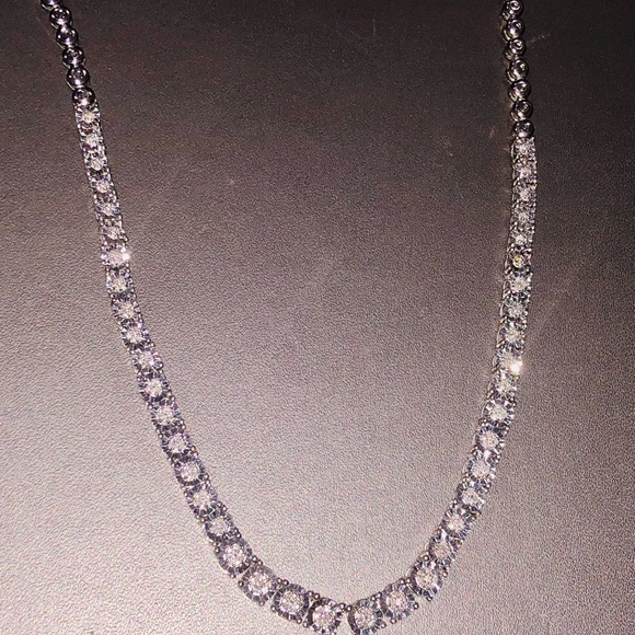 10k white gold Vermeil Genuine REAL diamond women’s tennis chain Stunning Gift! - Picture 5 of 11